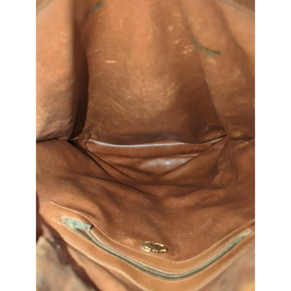 Cul-de-Sac Large Leather Hobo Bag Faux Giraffe Accents Tassels Made in Italy VTG